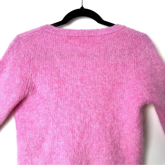 Selected Femme Coquette Girl Baby Pink Wool Mohair Blend V-Neck Sweater - Picture 14 of 15